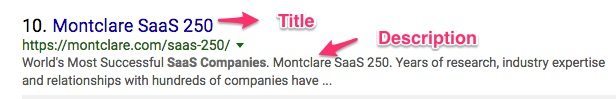 Example Title and Meta Description Tags