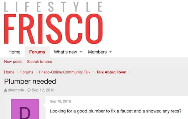 example of finding customers in online forums