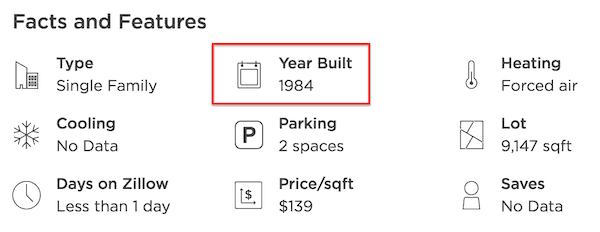 using zillow to research the age of homes for marketing efforts