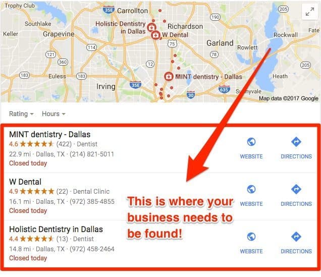 Google My Business Optimization for the maps 3 pack ranking