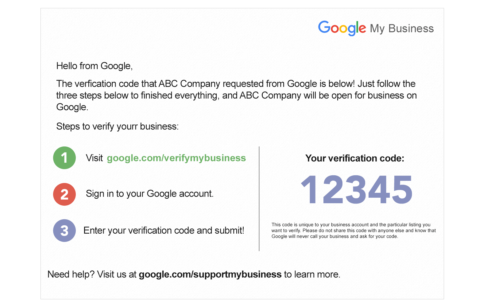 google my business postcard