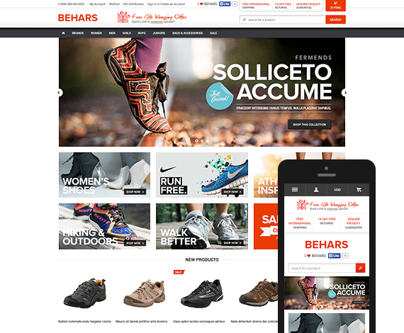 shoe store website