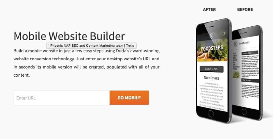 duda mobile website creator