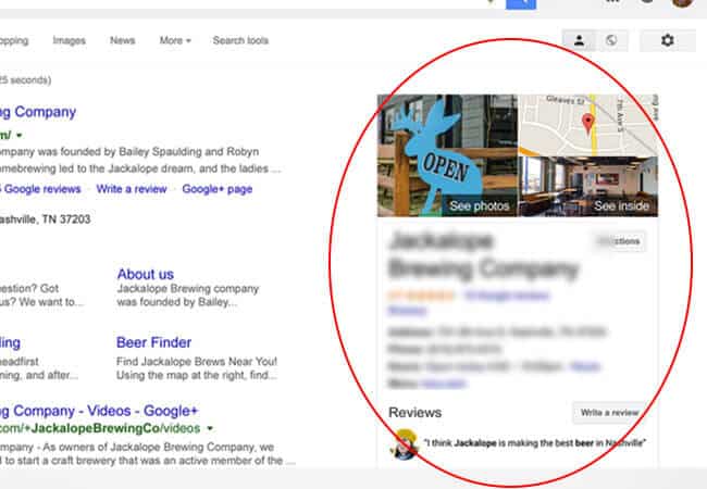 example of google my business listing in search results
