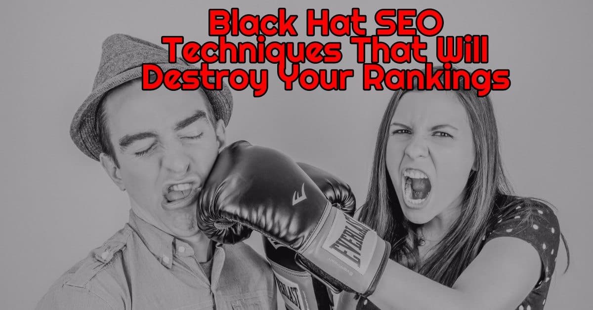 a woman punching a man's face because he is using black hat SEO techniques that will destroy her rankings