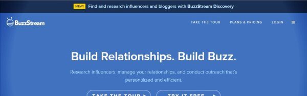 An image of a screenshot of the home page of BuzzStream