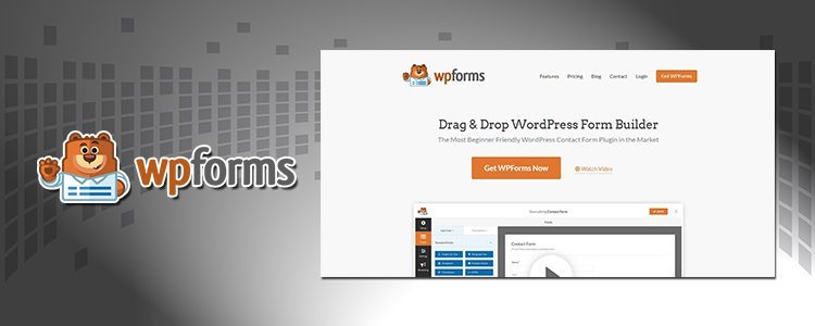 a logo of wpforms and a screenshot of a sign up page that says drag and srop wordpress form builder a good software for analytics and user experience