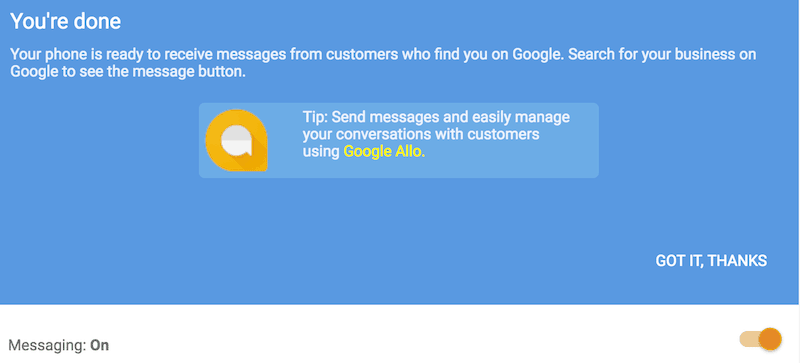 google my business messaging service