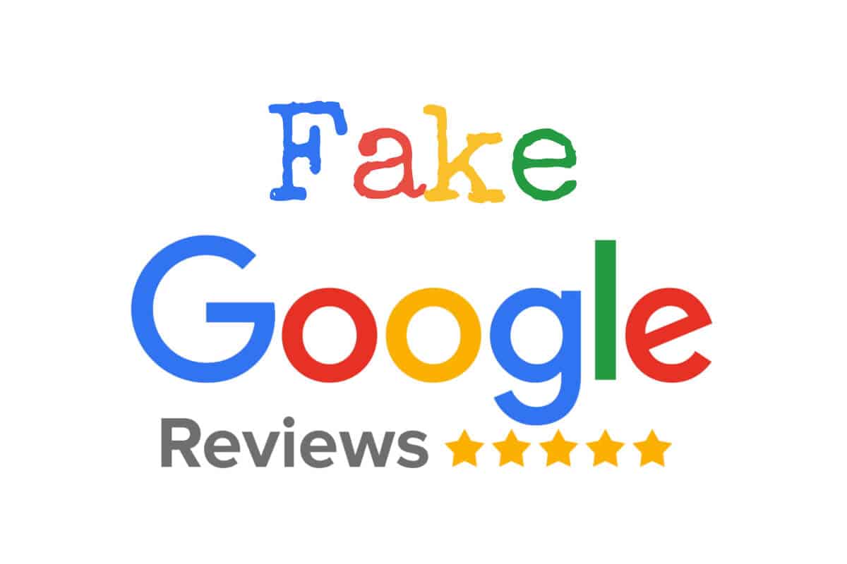 Google's logo and a word Fake written on top