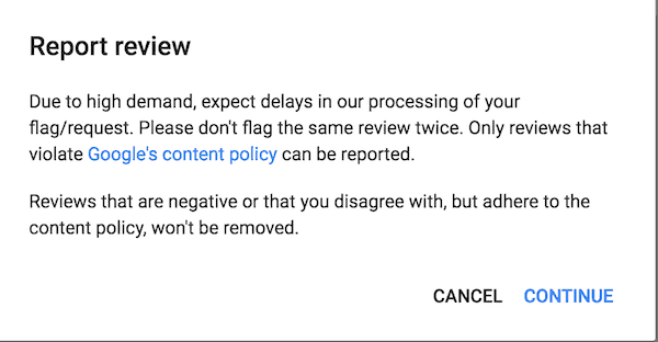 shut off google reviews isnt an option so you need to report