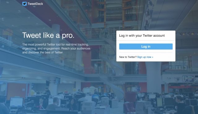 a screenshot homepage of TweetDeck free social media management tool