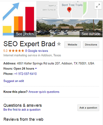 A screenshot of seo expert brad google listing and it's images