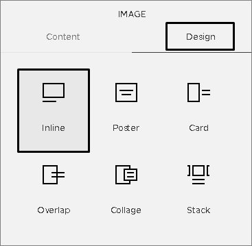 screenshot of the image settings which has design and inline tabs