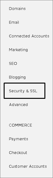 a screenshot of security and ssl button in the settings category
