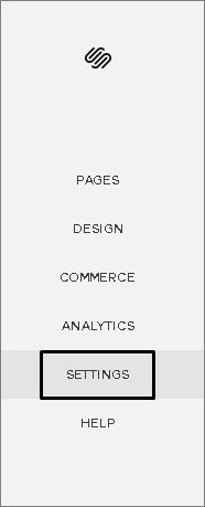 screenshot of the squarespace homepage in the settings category