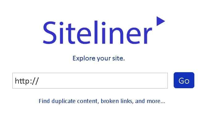 a screenshot homepage of the siteliner website