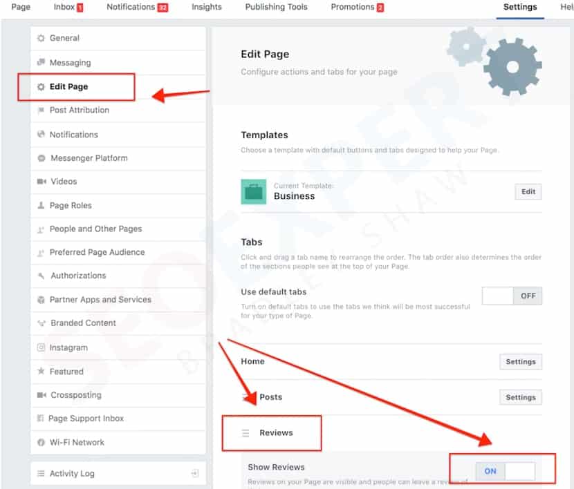 removing review option from your facebook page