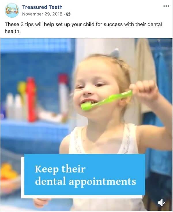 facebook post of girl brushing teeth